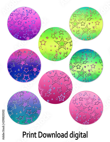 Round circle tags set design neon lables