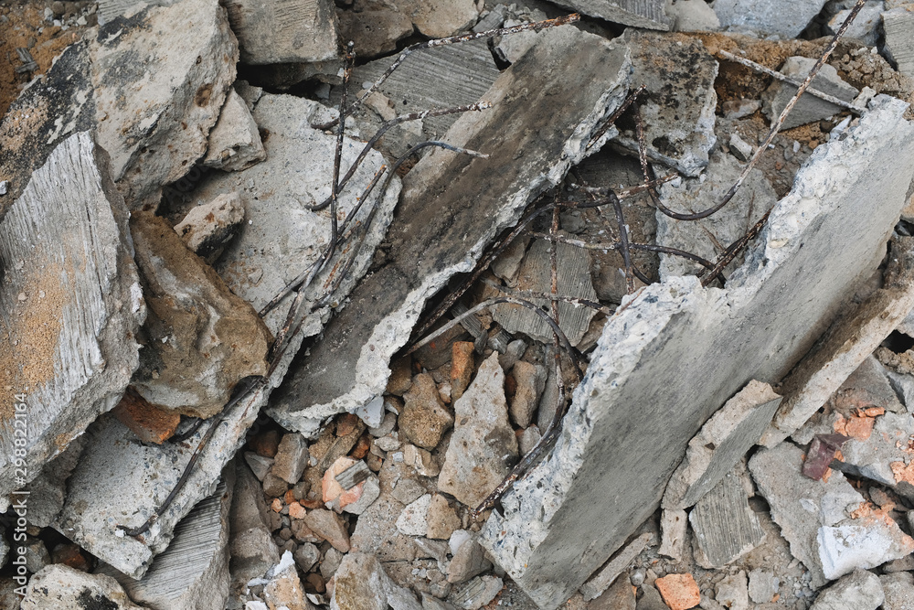 Fototapeta premium Destroyed concrete. Damaged buildings. Natural disasters