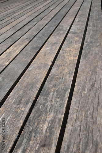 Vintage wooden planks floor surface in perspective