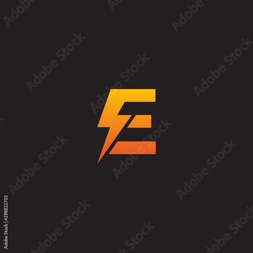 Initial E Letter with Lightning Bolt Logo Vector Design