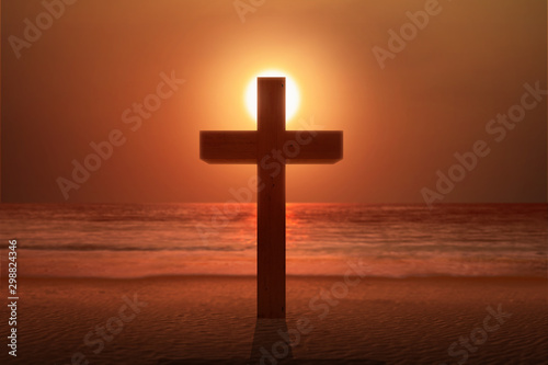 Christian Cross on the beach