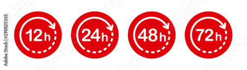Delivery in 12, 24, 48 and 72 hours icon set. Shipping Flat vector illustration.