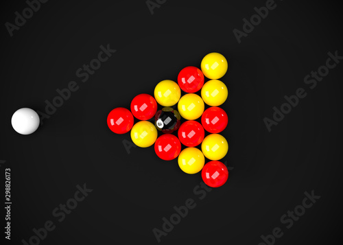 English Pool Billiards Balls Table Set Up 3D Render