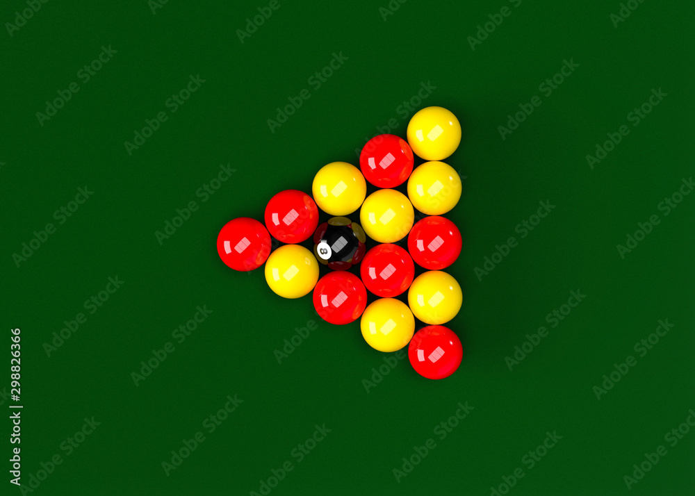 English Pool Billiards Balls Table Set Up 3D Render English Pool Billiards Balls Table Set Up 3D Render