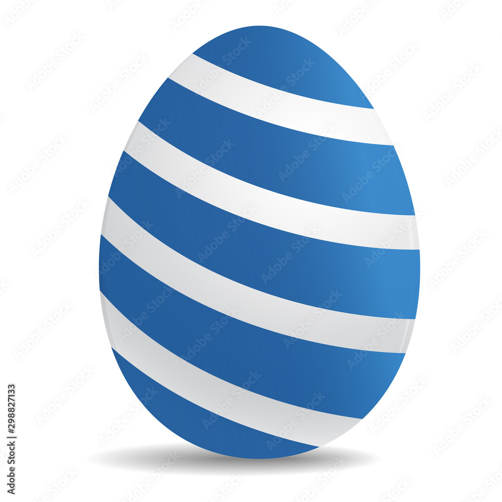 Easter Egg realistic white with blue strips icon Easter Egg realistic white with blue strips icon