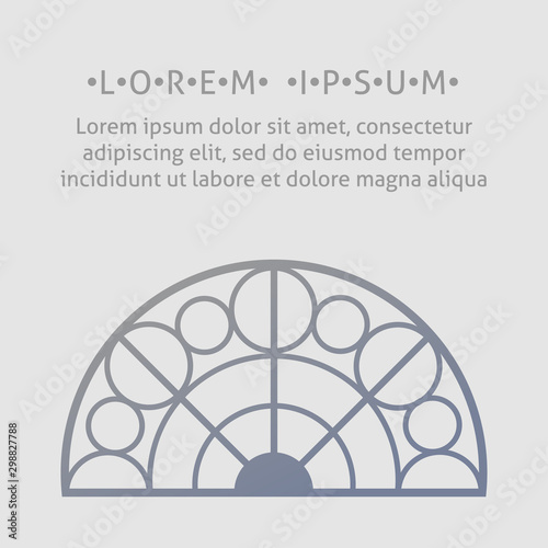 A square vector image with a semicircle vintage window and a text for a design template