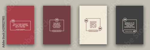 Quote speech bubble blank templates set. Text in brackets on flat paper, citation frames, quote bubbles. Textbox isolated on color background. Modern typography flat design cloud. Vector illustration.
