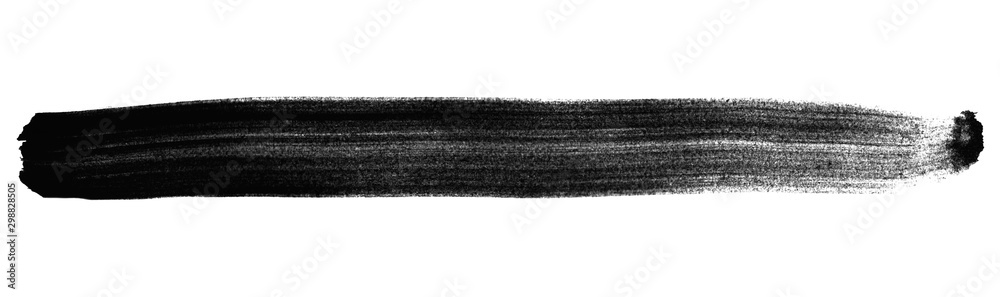 Schwarzer isolierter handgemalter Streifen aus Tusche - obrazy, fototapety, plakaty 