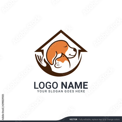 Pets care logo design. Modern editable logo design