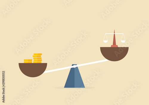 Unbalanced weighing injustice ,unfair concept