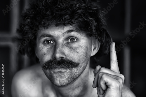 sexy macho with a mustache,...