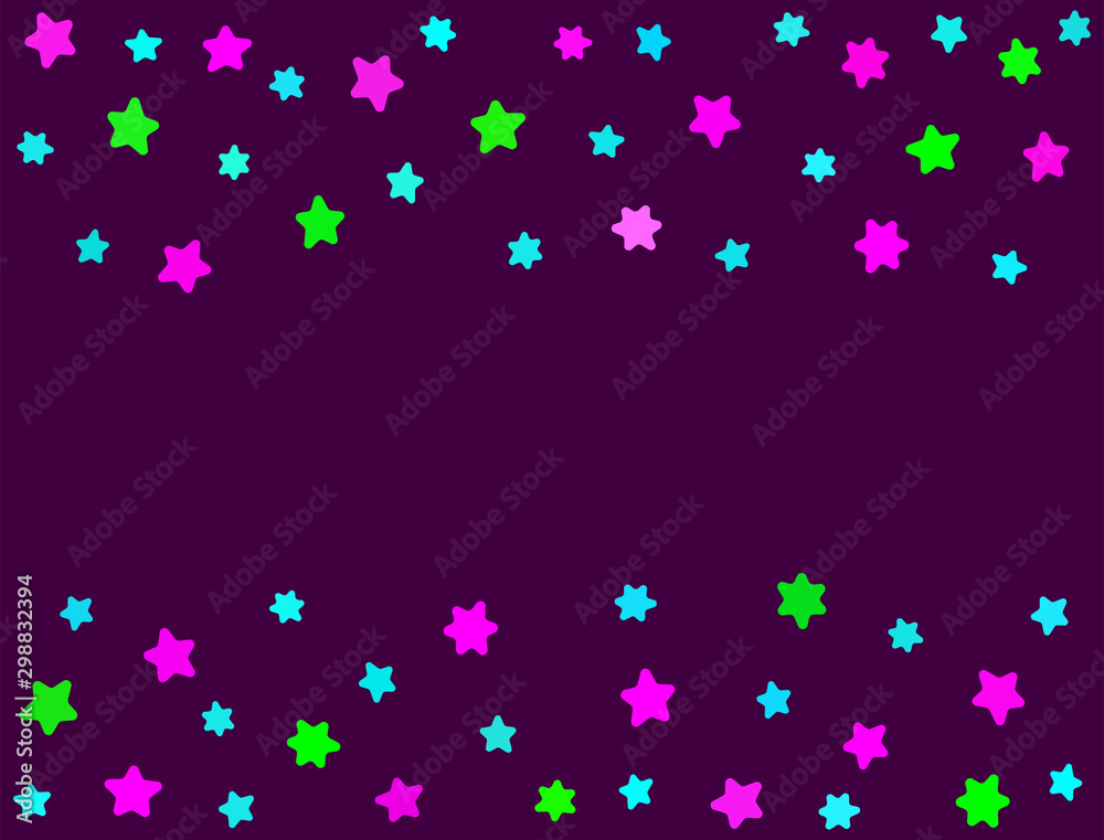 Rectangular background with scattered stars. Flat vector illustration.