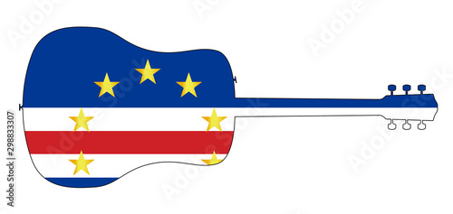 Guitar Silhouette With Cape Verde National Flag