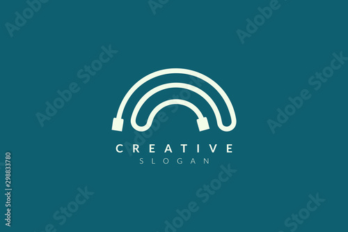 USB cable logo design. Minimalist and modern vector illustration design suitable for business or technology brands.