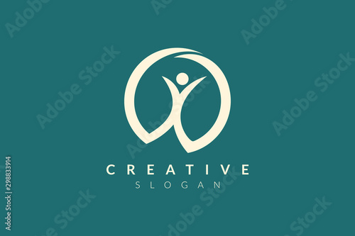 Logo design of people who are happy to celebrate something. Minimalist and modern vector design suitable for community, business, and product brands