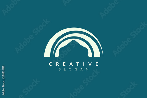 Stage logo design. Minimalist and modern vector illustration design suitable for community, business, and product brands