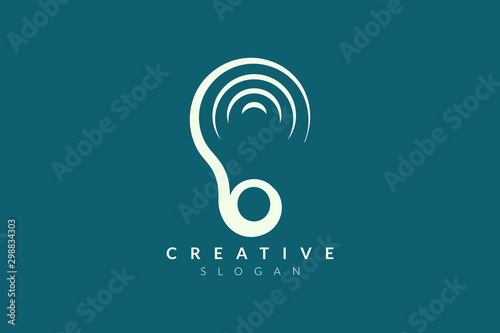 Ear logo design with sound waveforms. Minimalist and modern vector illustration design suitable for community, business, and product brands