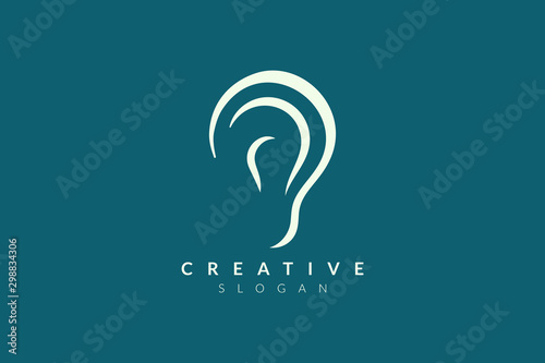 Ear logo design with sound waveforms. Minimalist and modern vector illustration design suitable for community, business, and product brands photo