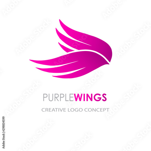 Pink simple wing logotype vector logo icon.