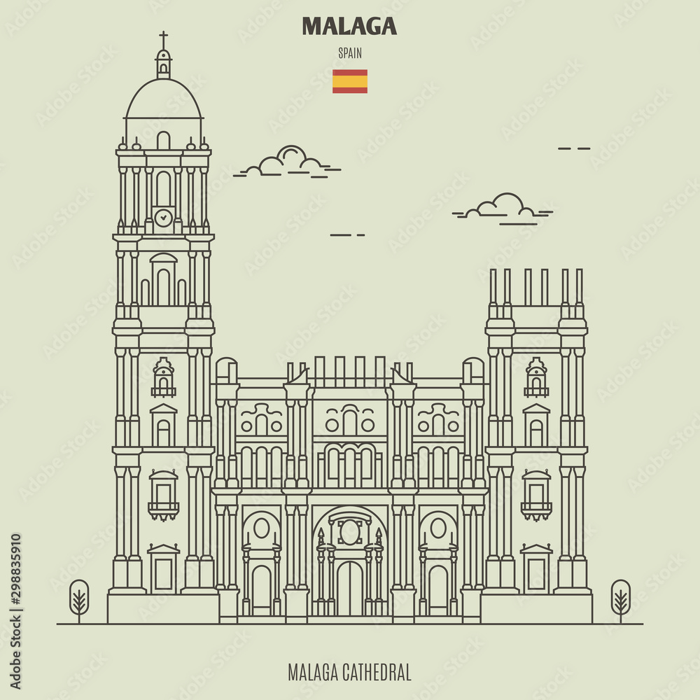 Cathedral of Malaga, Spain. Landmark icon