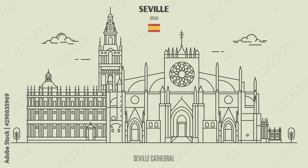 Cathedral of Seville, Spain. Landmark icon