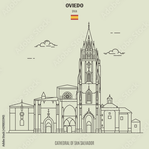 Cathedral of San Salvador in Oviedo, Spain. Landmark icon photo