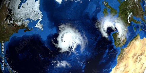 Fototapeta Naklejka Na Ścianę i Meble -  Extremely detailed and realistic high resolution 3d illustration of a Hurricane. Shot from Space. Elements of this image are furnished by Nasa.