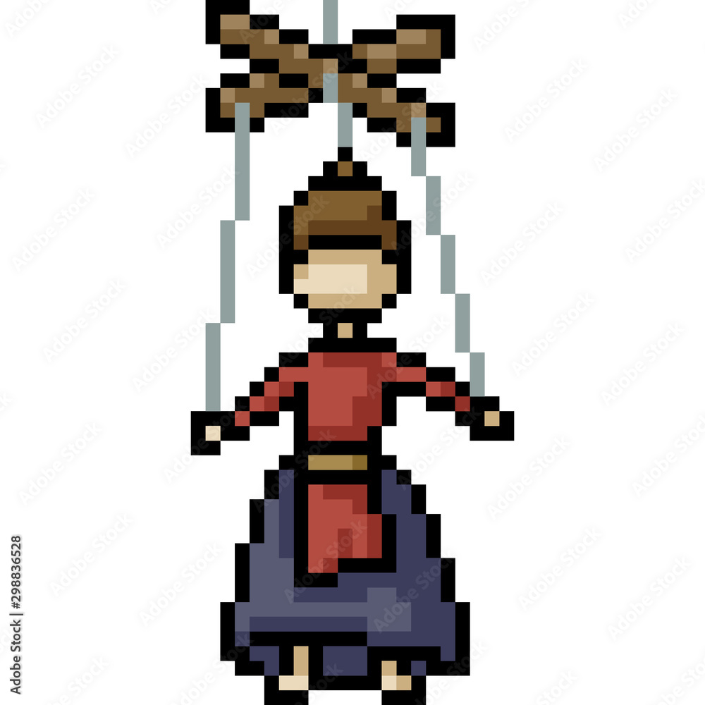 Obraz premium vector pixel art marionette