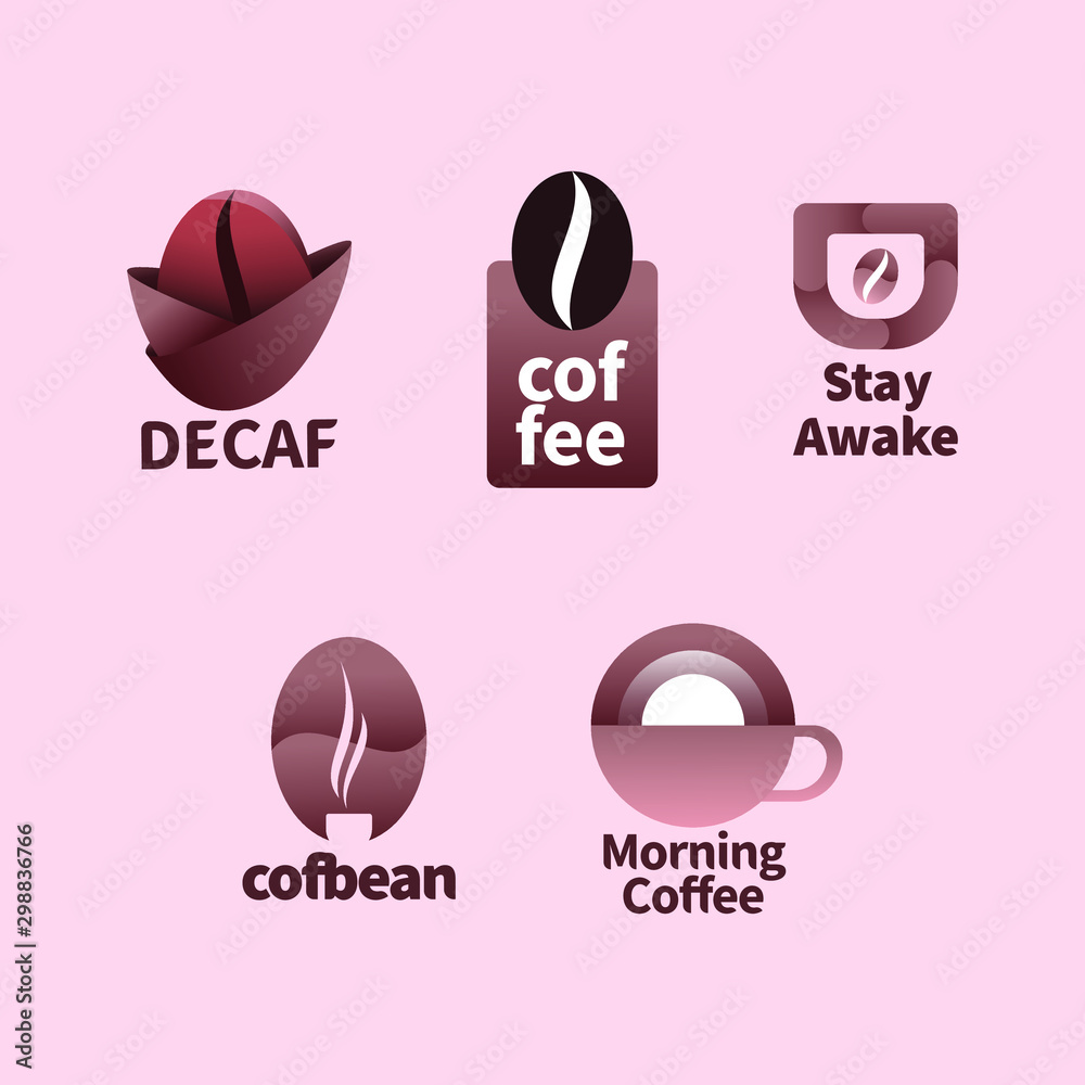 cafe business set of logo design sign illustration symbol vector coffee modern simple gradient colored color abstract bundle collection 