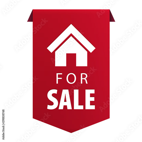 For Sale ribbon banner icon Real estate symbol isolated on white background. Vector illustration