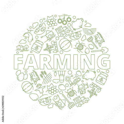Agricultural background. Farm of wheat rural objects tractor mill organic food trees vector concept picture. Agricultural farm badge illustration, farmland and farming