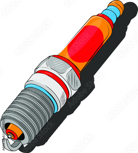 Vector illustration of spark plug. Detailing, Detailed illustration spare part from the car.