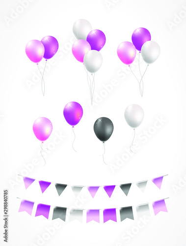 Set of Vector Isolated Party Elements on White Background . Editable Objects