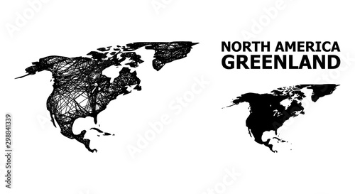 Wire Frame Map of North America and Greenland