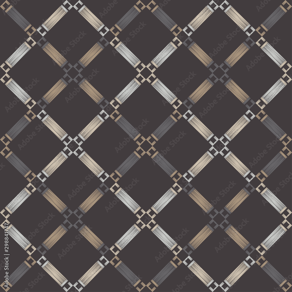 Naklejka premium Ethnic boho seamless pattern. Lace. Embroidery on fabric. Patchwork texture. Weaving. Traditional ornament. Tribal pattern. Folk motif. Vector illustration for web design or print.