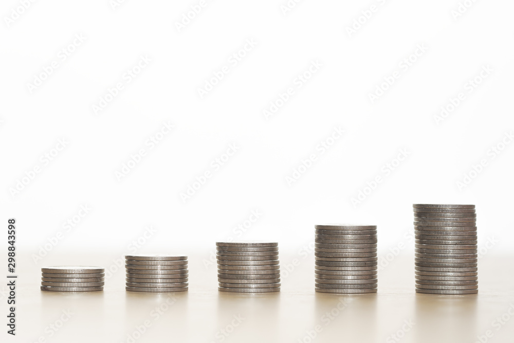 Stack of coins white background, Money business concept. Stack of coins white background, Money business concept.
