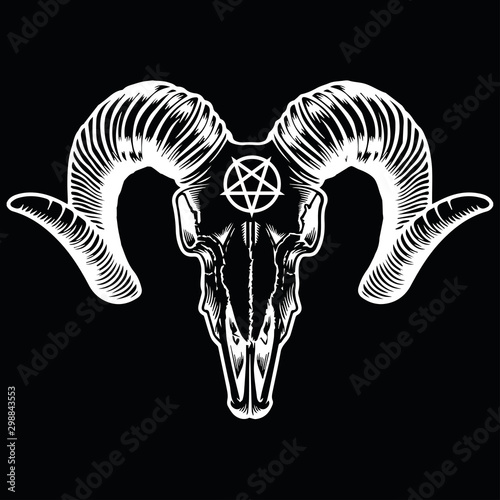 Goat. Ram head Black
