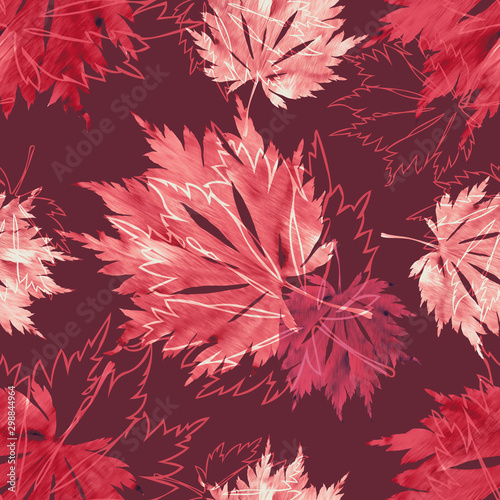 Seamless Pattern of Japanese Maple Leaves. 