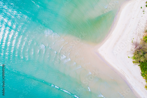 Aerial view of amazing angel sea beach turquoise water