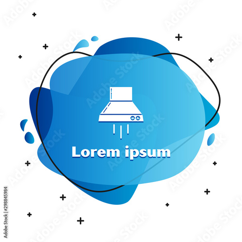 White Kitchen extractor fan icon isolated on white background. Cooker hood. Kitchen exhaust. Household appliance. Abstract banner with liquid shapes. Vector Illustration
