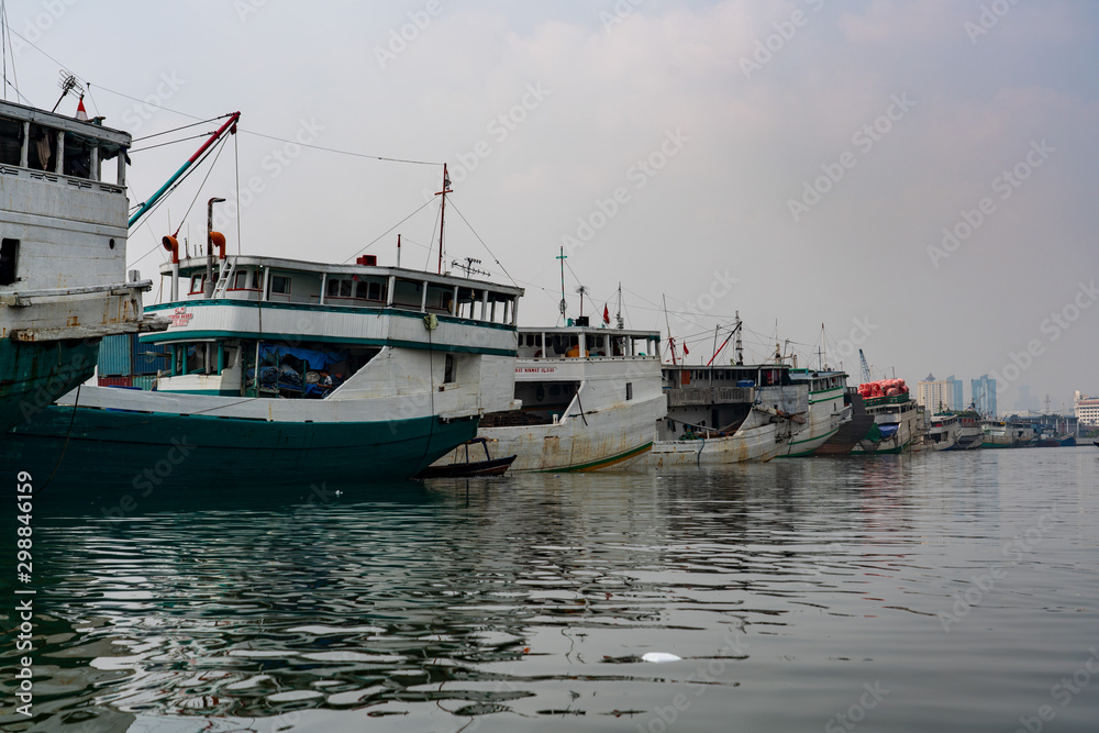 Fototapeta premium Sunda Kelapa port cityscape, Jakarta, Indonesia