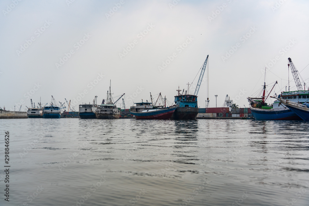  Sunda Kelapa port cityscape, Jakarta, Indonesia