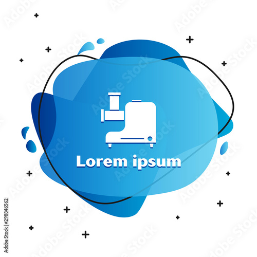 White Kitchen meat grinder icon isolated on white background. Abstract banner with liquid shapes. Vector Illustration