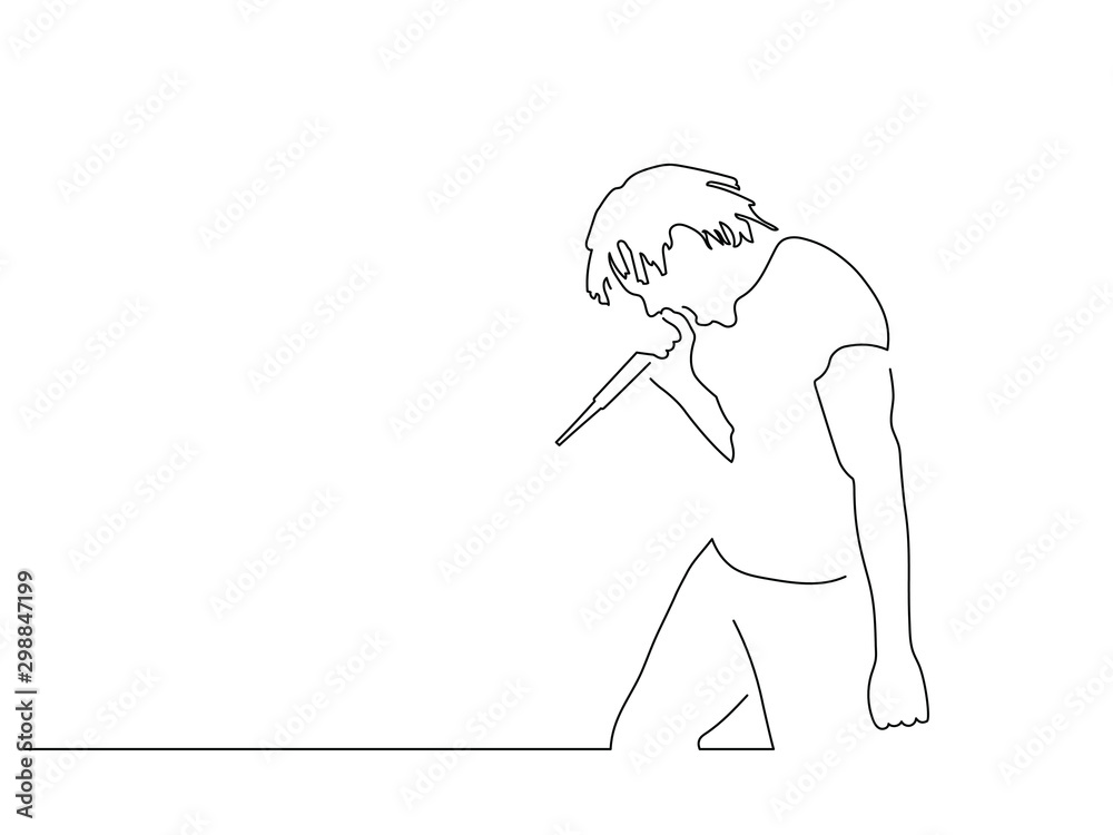 Man singing line drawing, vector illustration design. Music collection. Man singing line drawing, vector illustration design. Music collection.