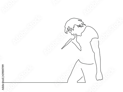 Man singing line drawing, vector illustration design. Music collection.