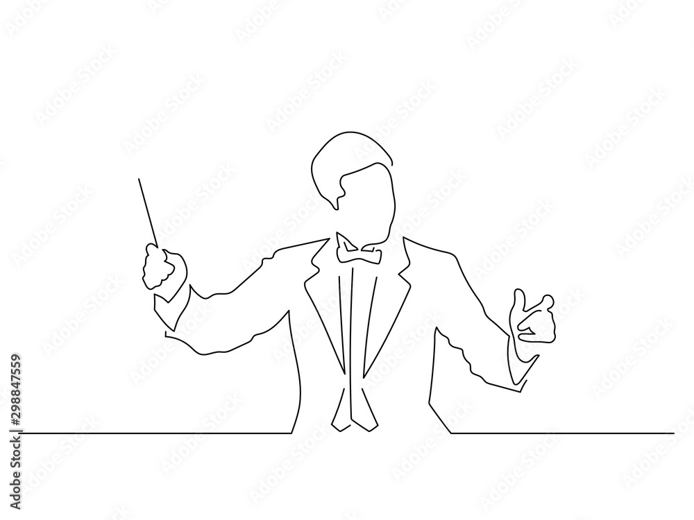 Orchestra conductor line drawing, vector illustration design. Music collection. - obrazy, fototapety, plakaty 