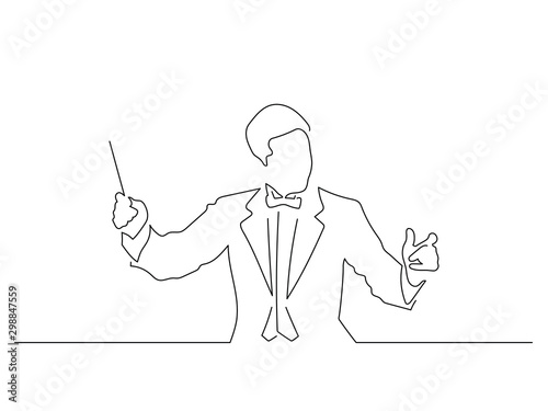 Orchestra conductor line drawing, vector illustration design. Music collection.