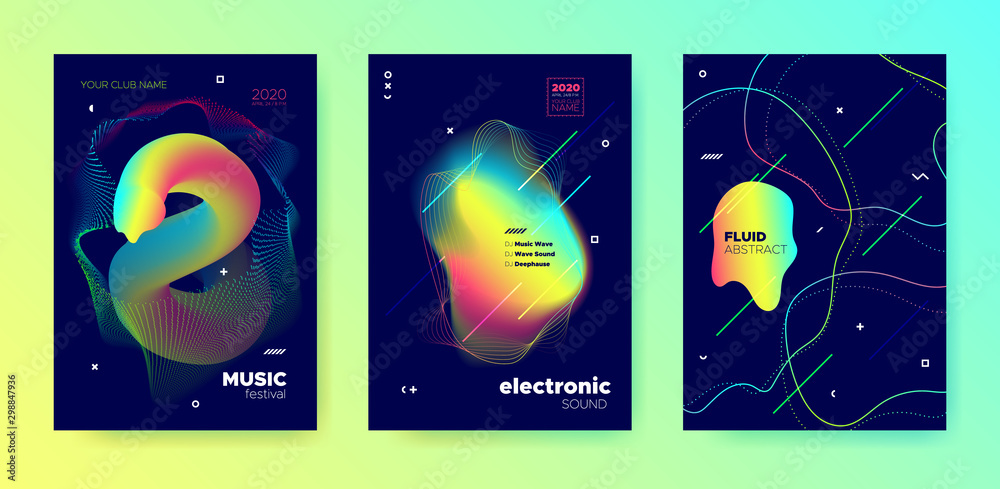 Neon Music Party. Futuristic Layout. Electronic 