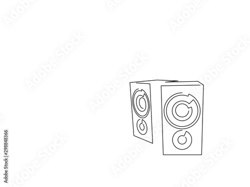 Speakers isolated line drawing, vector illustration design. Music collection.