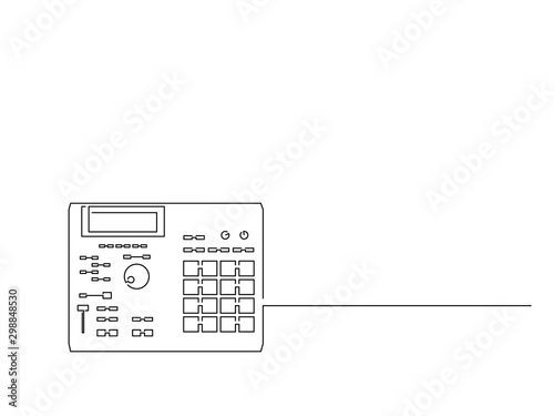 Drum machine line drawing, vector illustration design. Music collection.